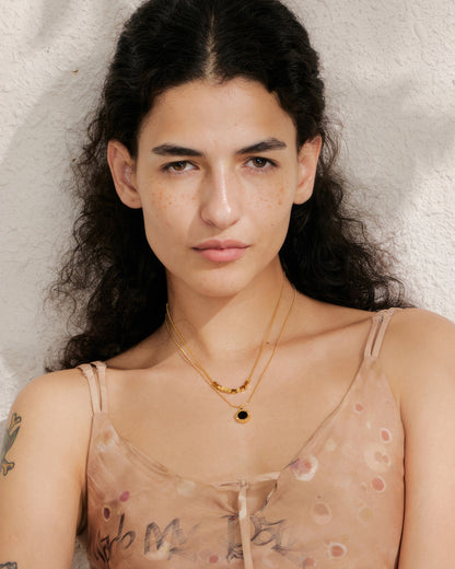 SHELLY Pendant Necklace - Gold - Side View - Ohh Glam