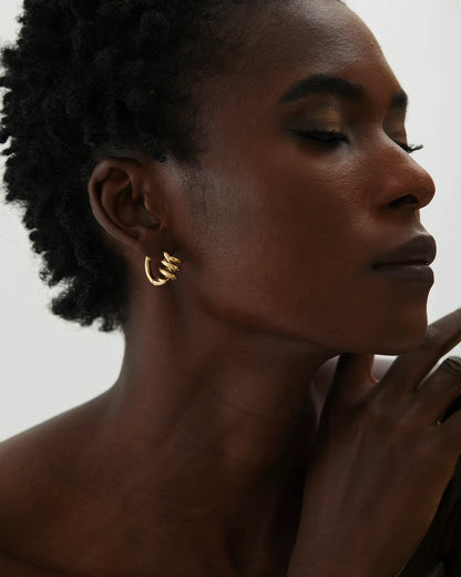 SPIRAL DREAM Hoop Earrings - Gold - Additional View - Ohh Glam