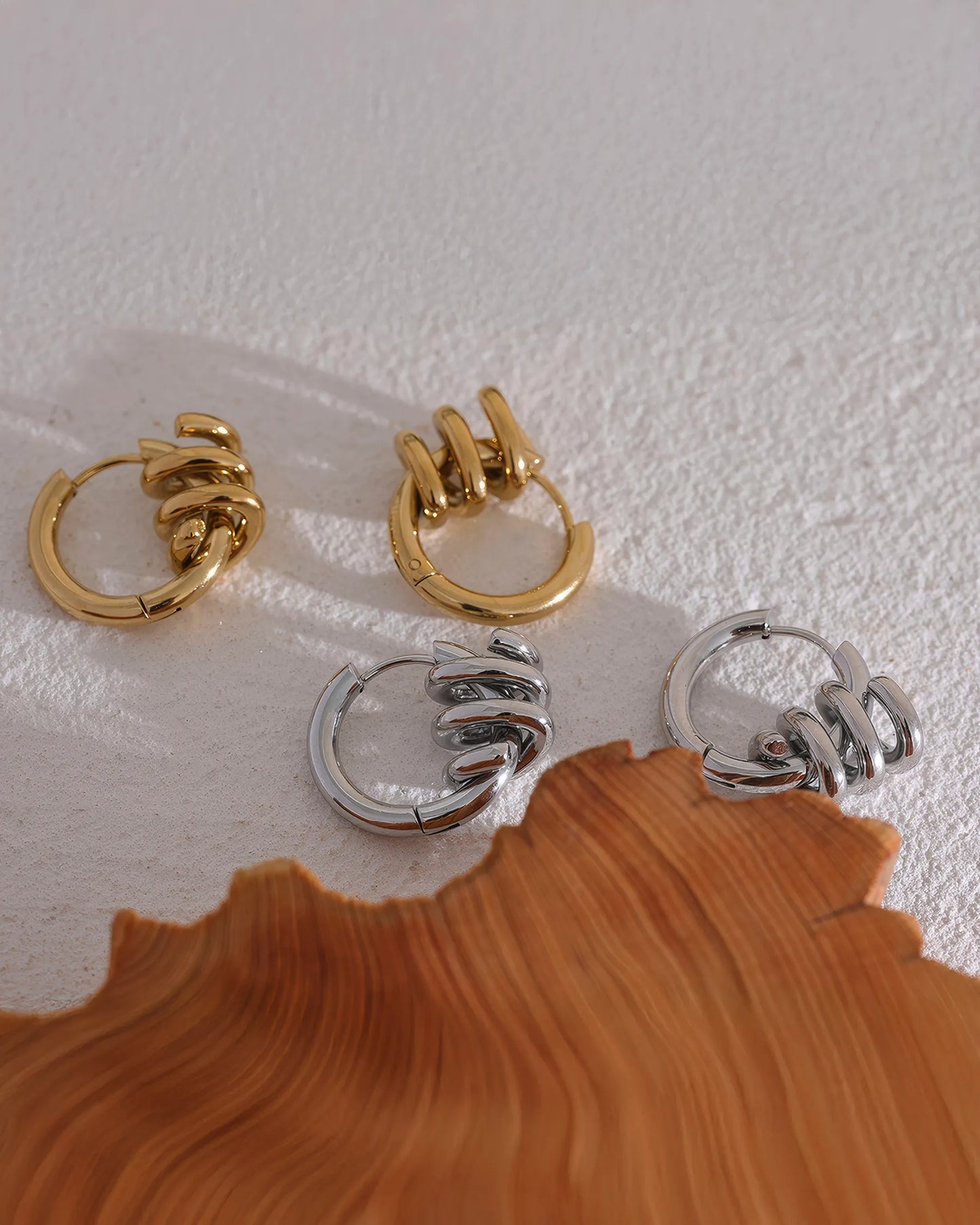 SPIRAL DREAM Hoop Earrings - Gold - Back View - Ohh Glam