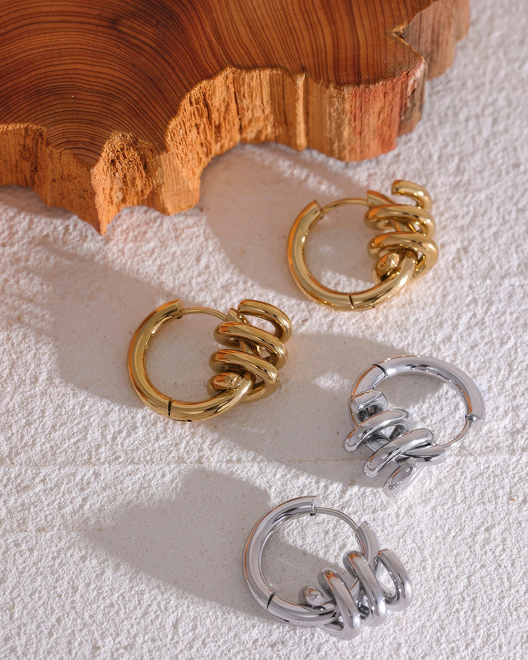 SPIRAL DREAM Hoop Earrings - Gold - Additional View - Ohh Glam