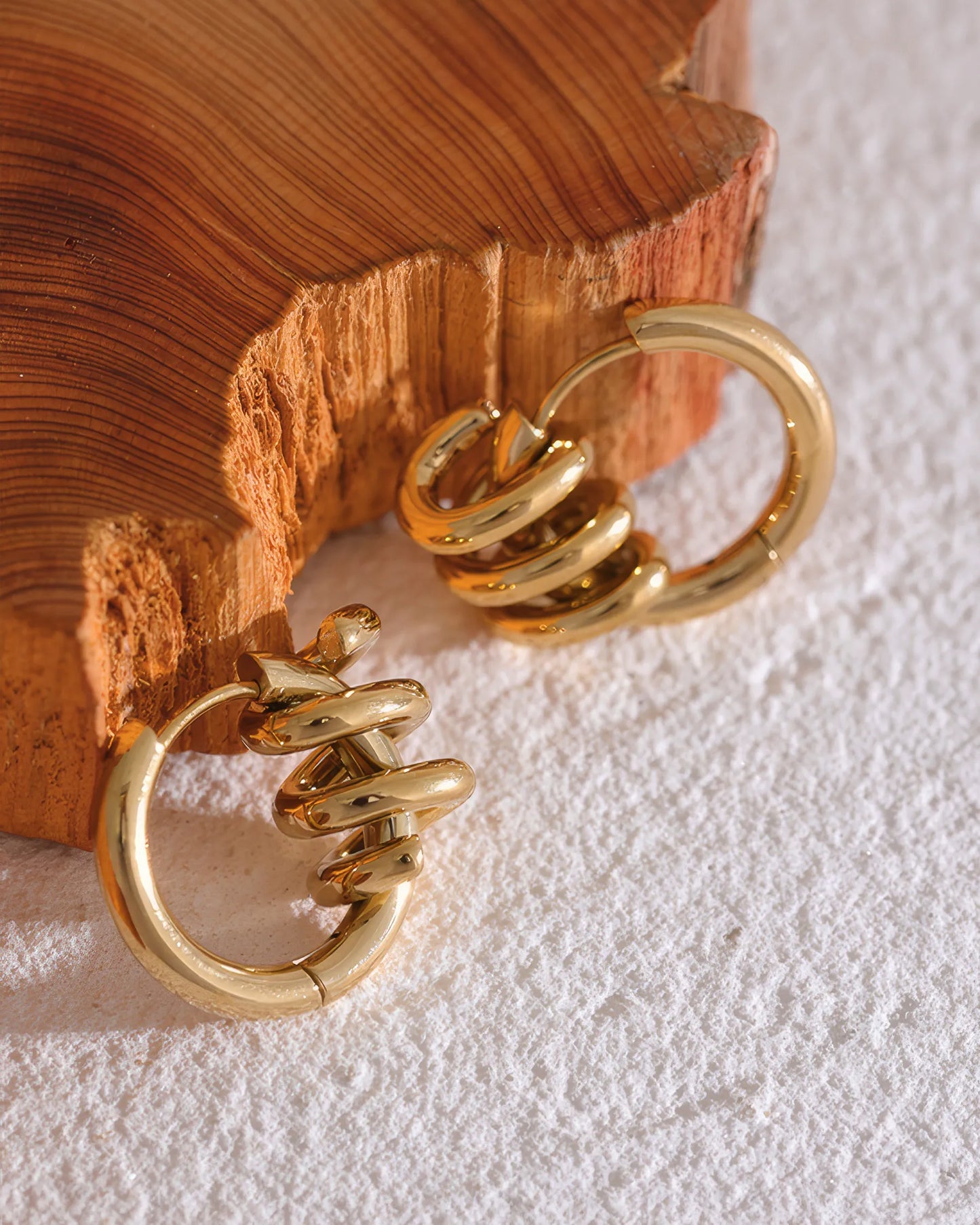 SPIRAL DREAM Hoop Earrings - Gold - Additional View - Ohh Glam
