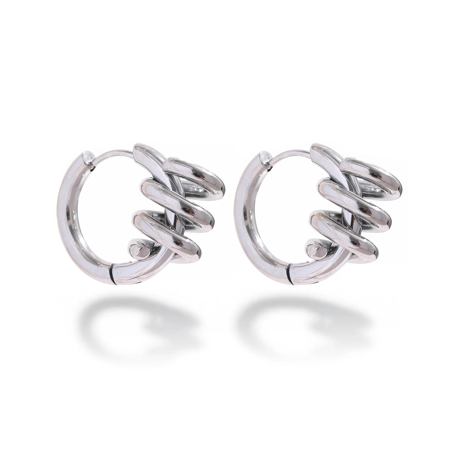 SPIRAL DREAM Hoop Earrings - Gold - Additional View - Ohh Glam