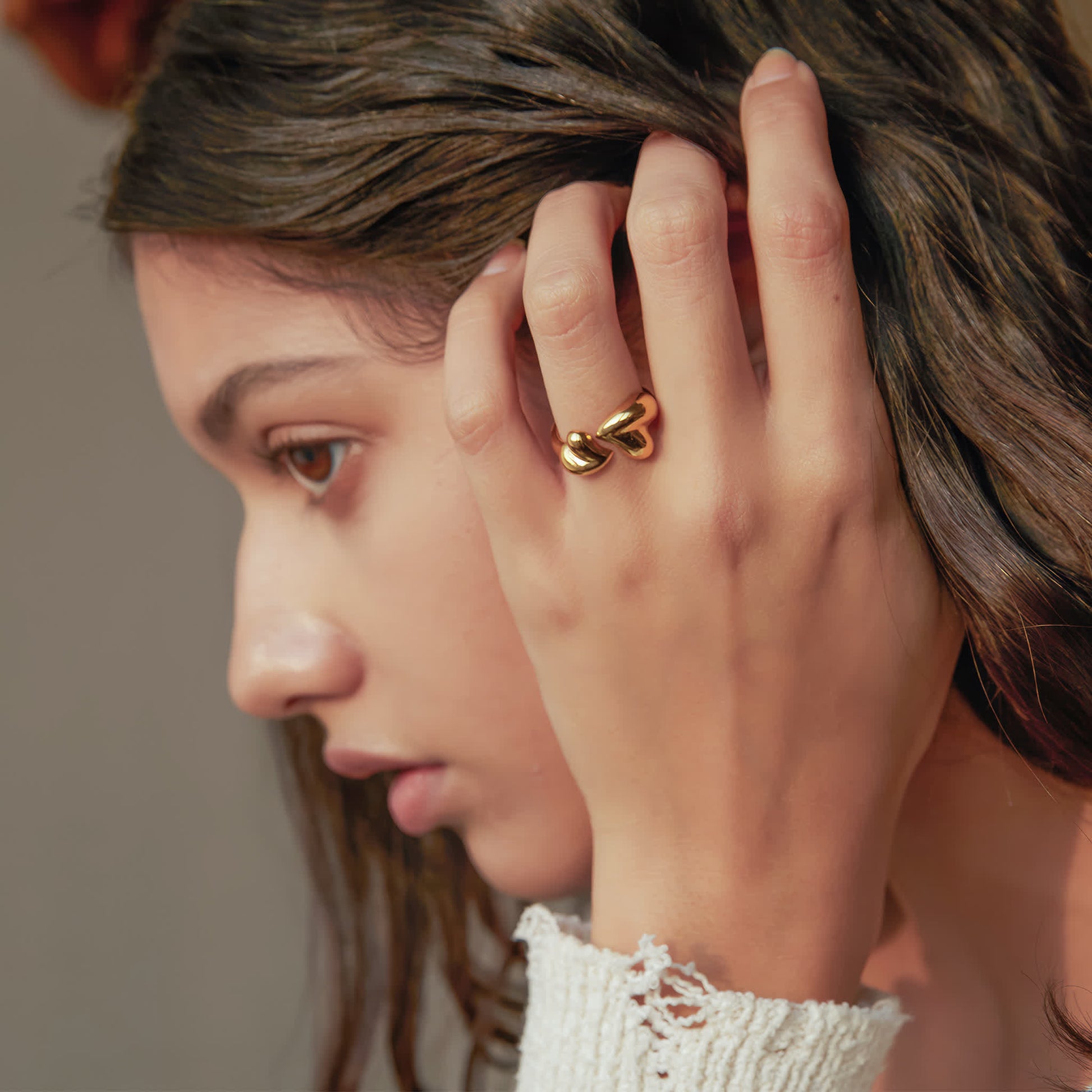 SPLIT Heart Ring - Gold - Additional View - Ohh Glam