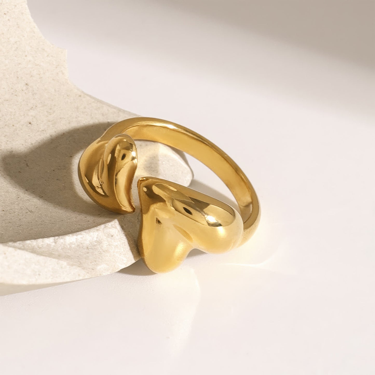 SPLIT Heart Ring - Gold - Adjustable - Additional View - Ohh Glam