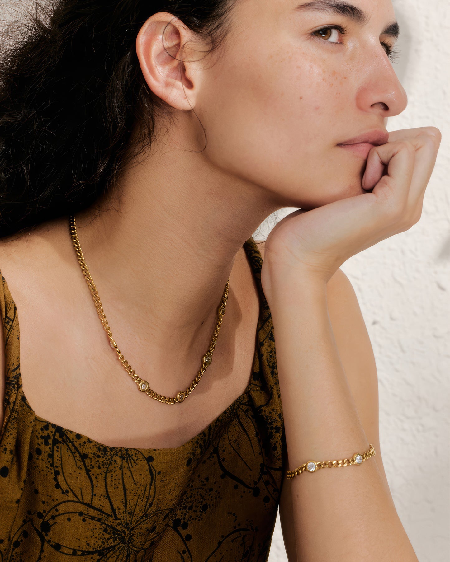 STARFALL Crystal Necklace - Gold - Additional View - Ohh Glam