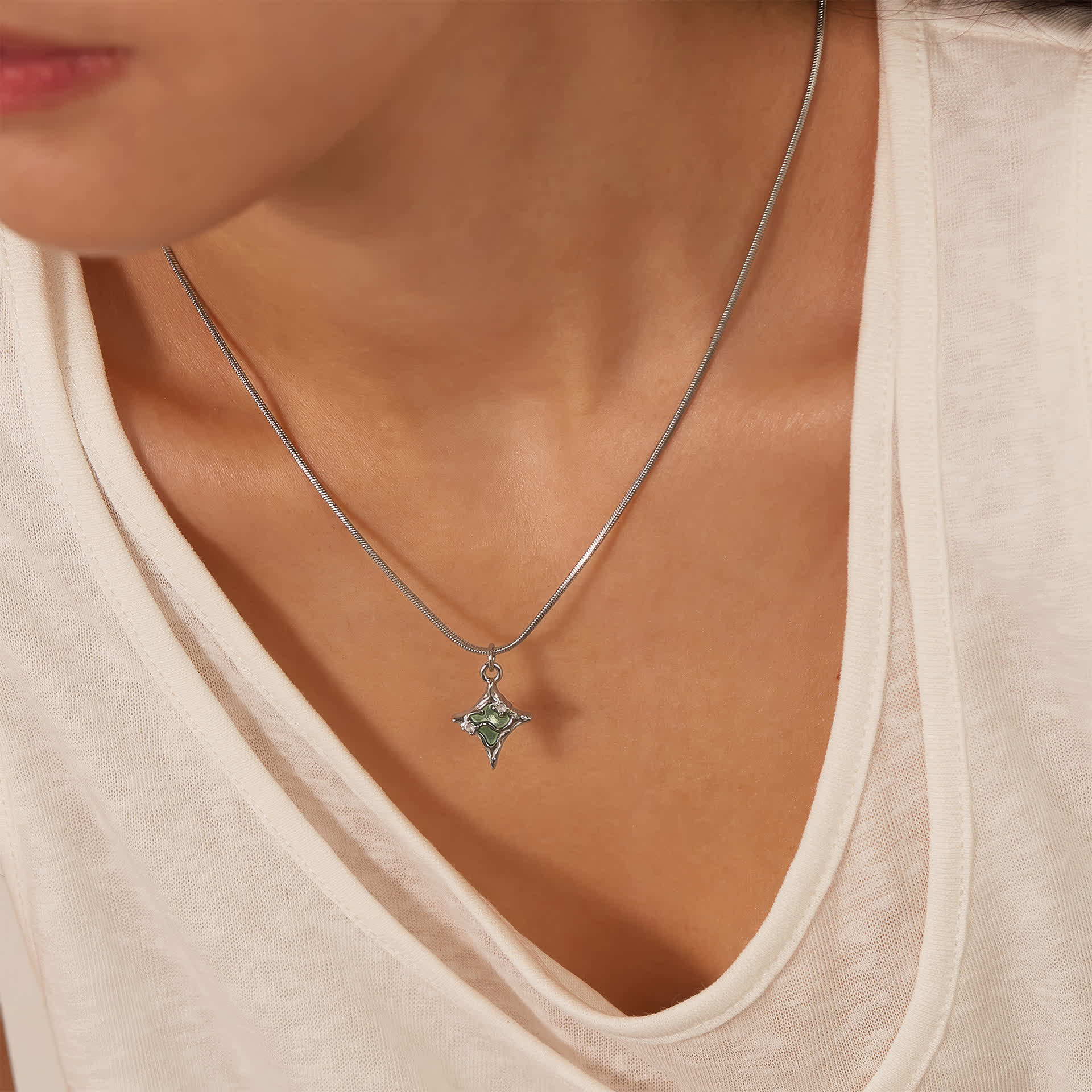STARLIGHT Crystal Necklace - Silver - Additional View - Ohh Glam