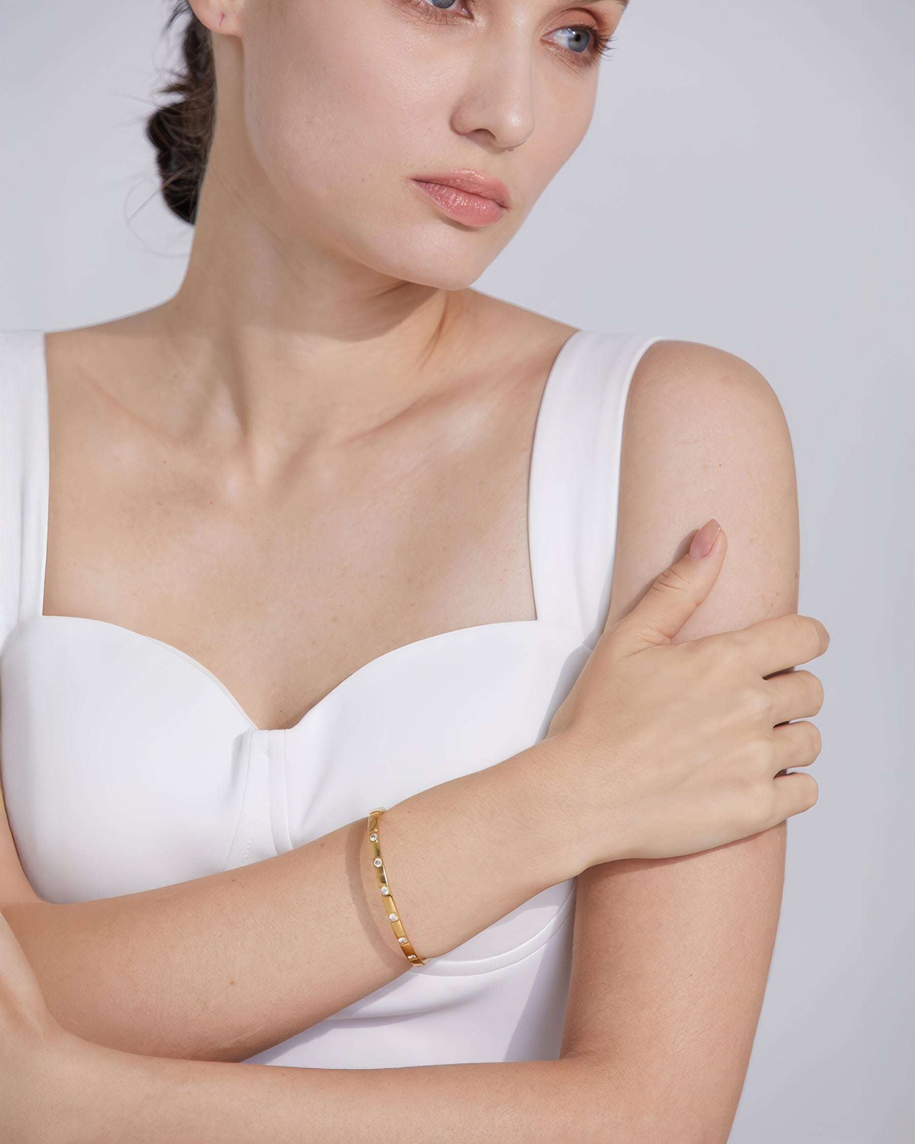 STELLA Crystal Bangle Bracelet - Gold - Additional View - Ohh Glam