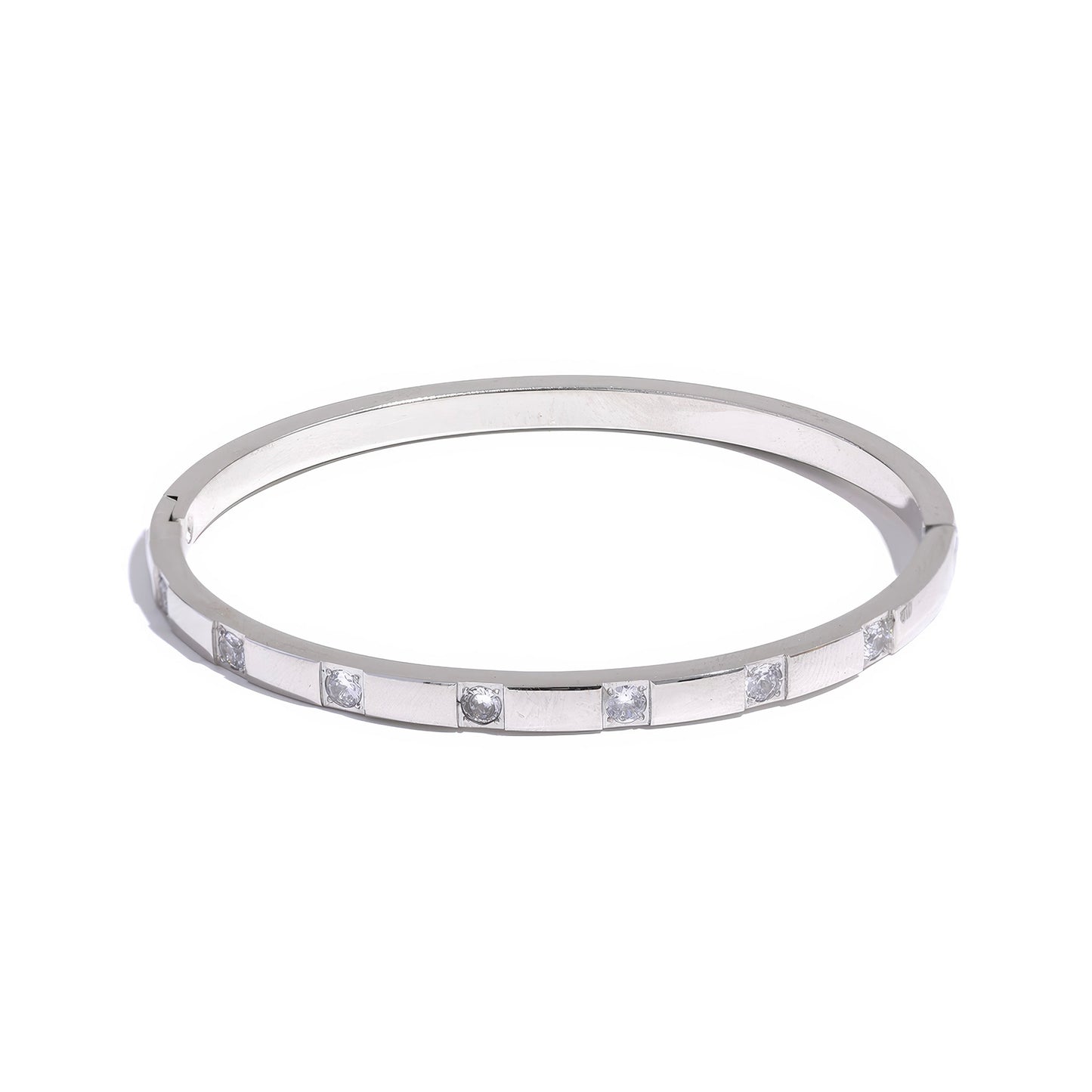 STELLA Crystal Bangle Bracelet - Gold - Angled View - Ohh Glam