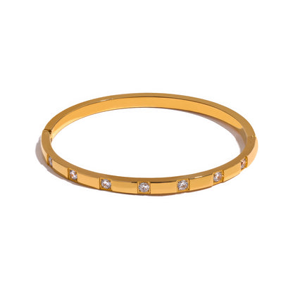 STELLA Crystal Bangle Bracelet - Gold - Front View - Ohh Glam