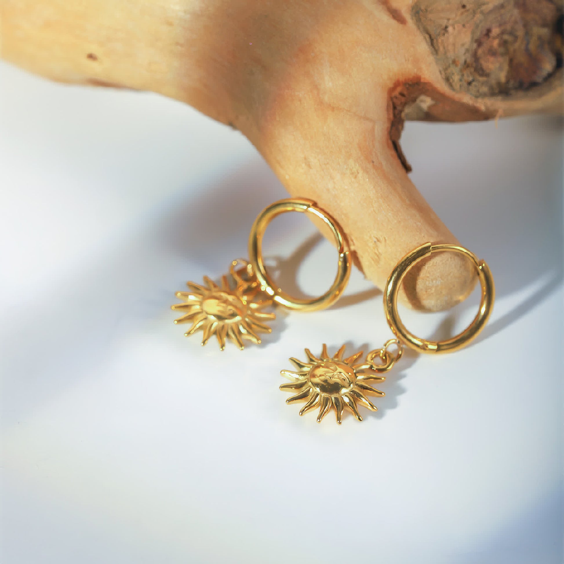SUN Charm Earrings - Gold - Back View - Ohh Glam