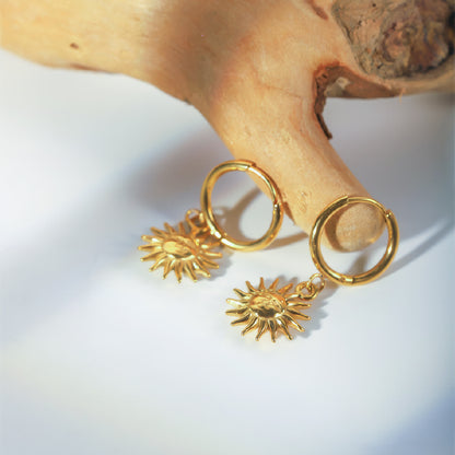 SUN Charm Earrings - Gold - Back View - Ohh Glam