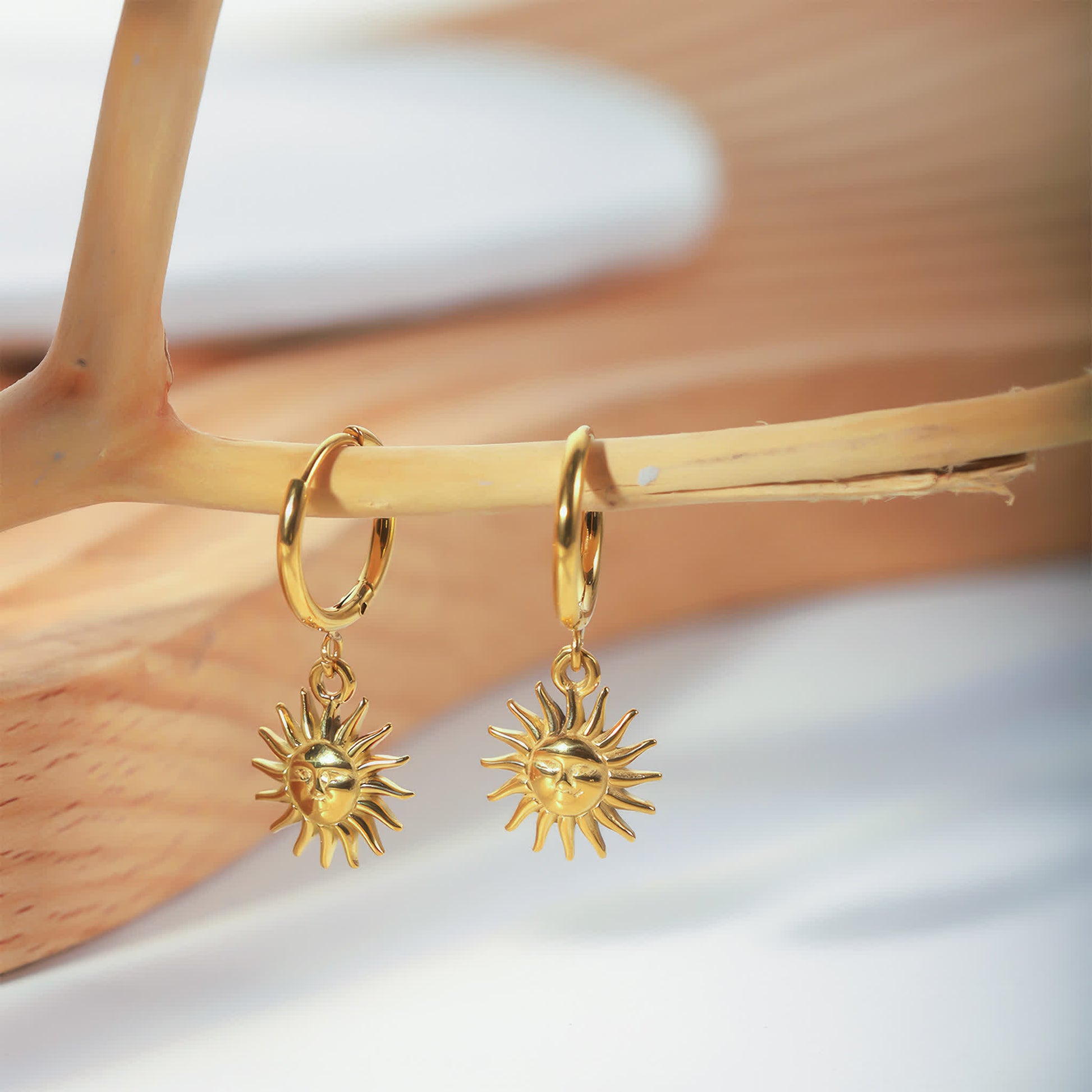 SUN Charm Earrings - Gold - Additional View - Ohh Glam