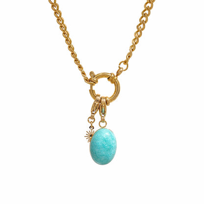 Seraphina Blue Stone Necklace - 316L Stainless Steel - Front View - Ohh Glam