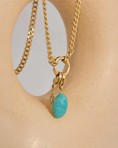 Seraphina Blue Stone Necklace - 316L Stainless Steel - Additional View - Ohh Glam