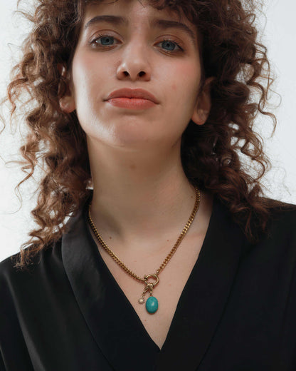 Seraphina Blue Stone Necklace - 316L Stainless Steel - Additional View - Ohh Glam