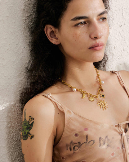 Solara Celestial Necklace - 316L Stainless Steel - Detail View - Ohh Glam