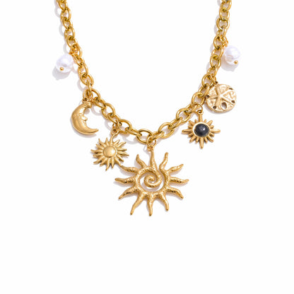 Solara Celestial Necklace - 316L Stainless Steel - Front View - Ohh Glam