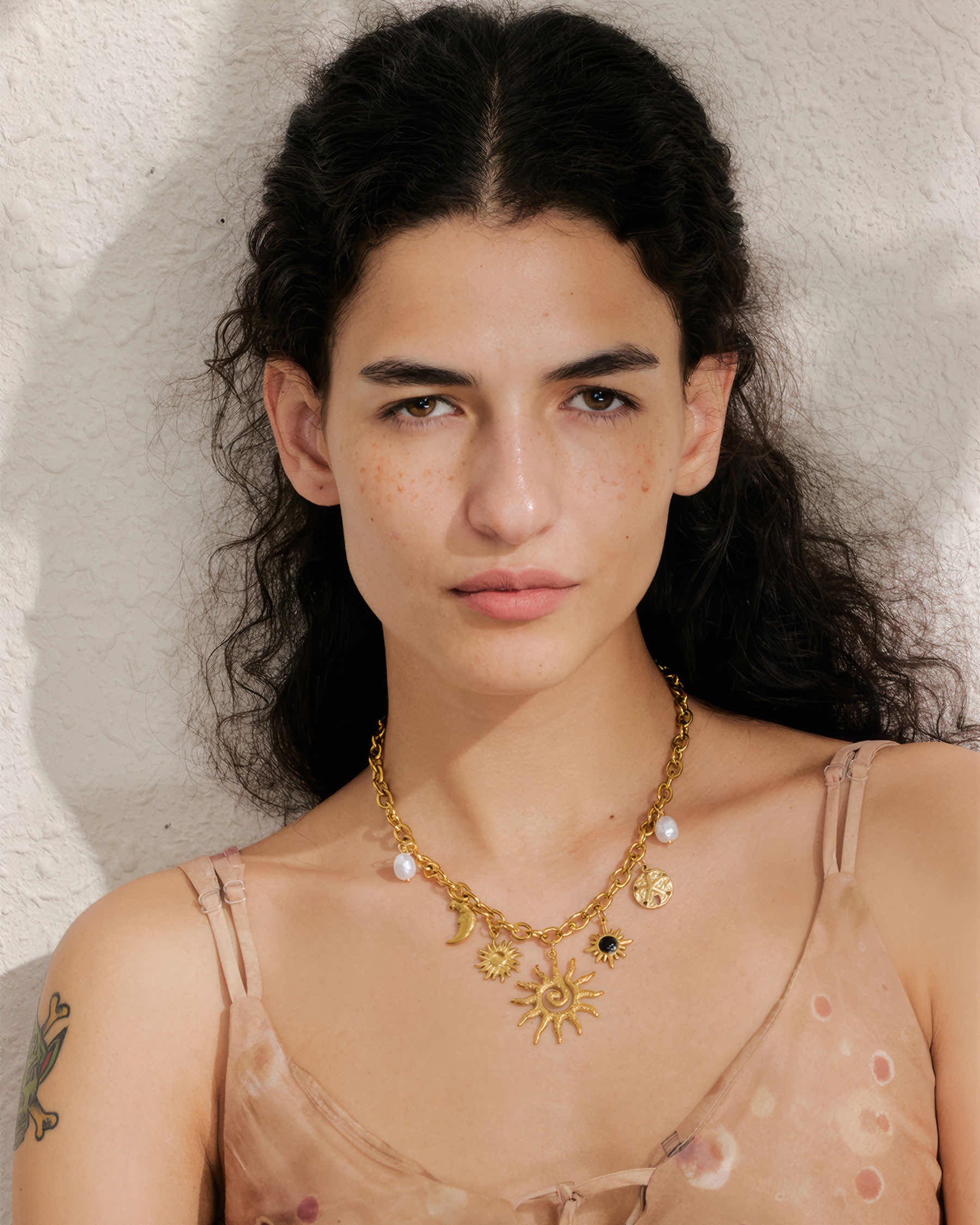 Solara Celestial Necklace - 316L Stainless Steel - Side View - Ohh Glam