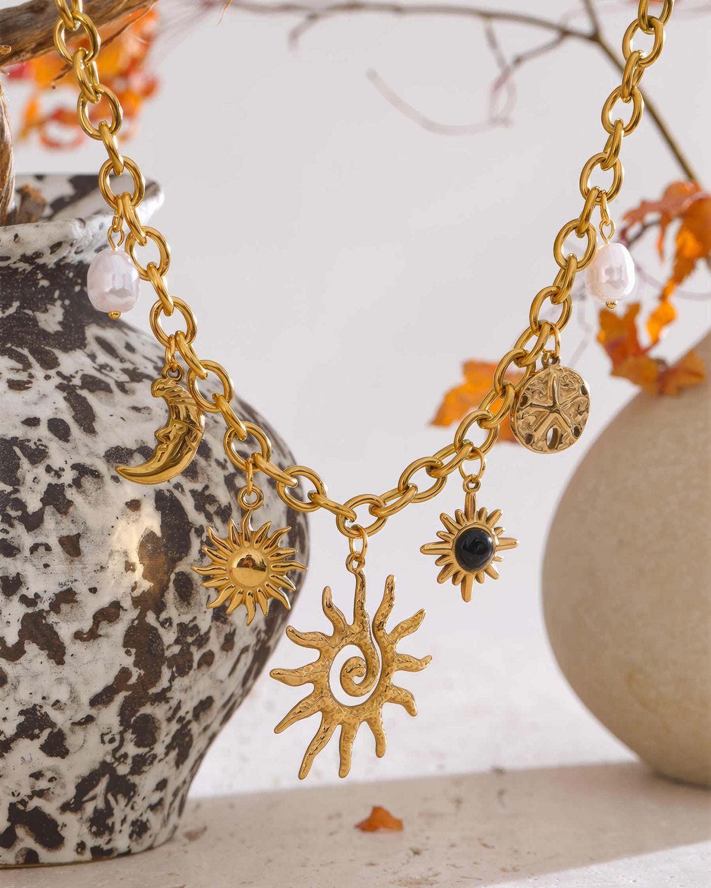 Solara Celestial Necklace - 316L Stainless Steel - Gold - Back View - Ohh Glam