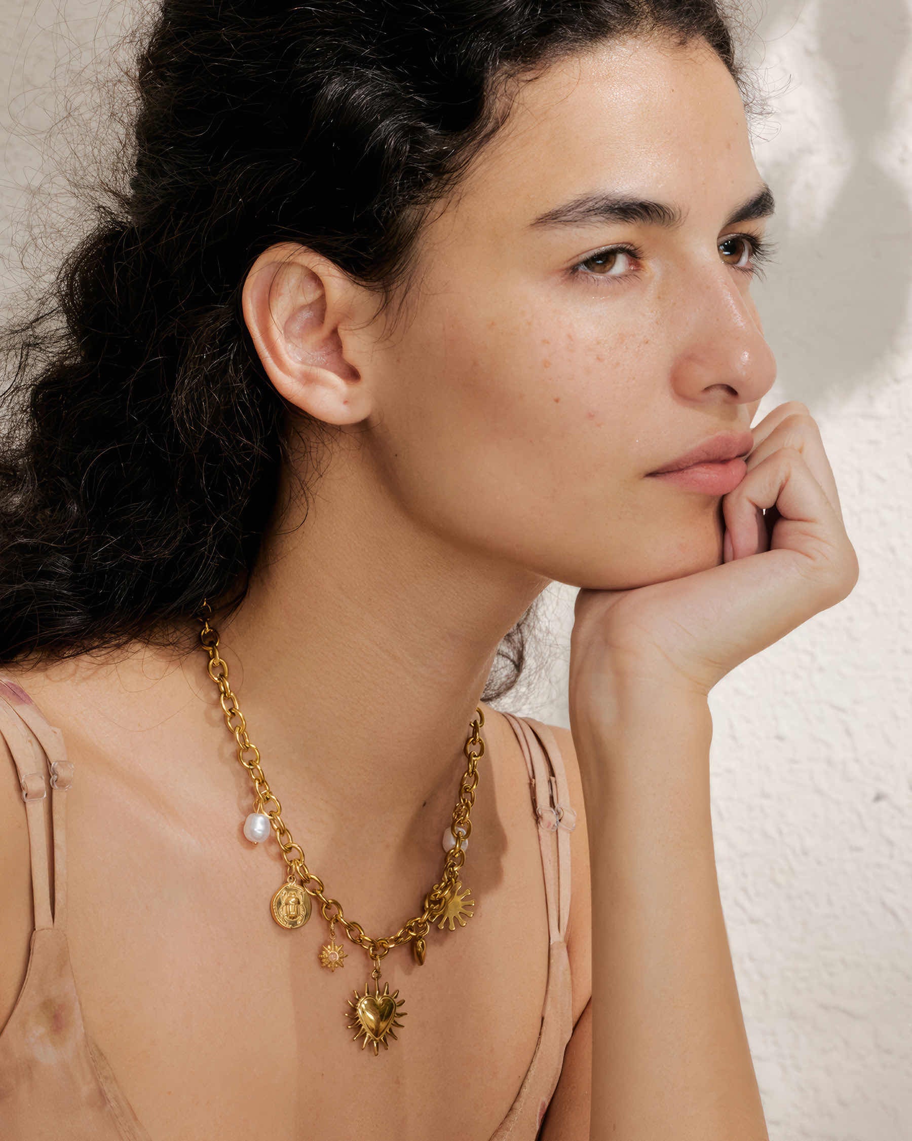 Solis Heart Charm Necklace - 316L Stainless Steel - Detail View - Ohh Glam