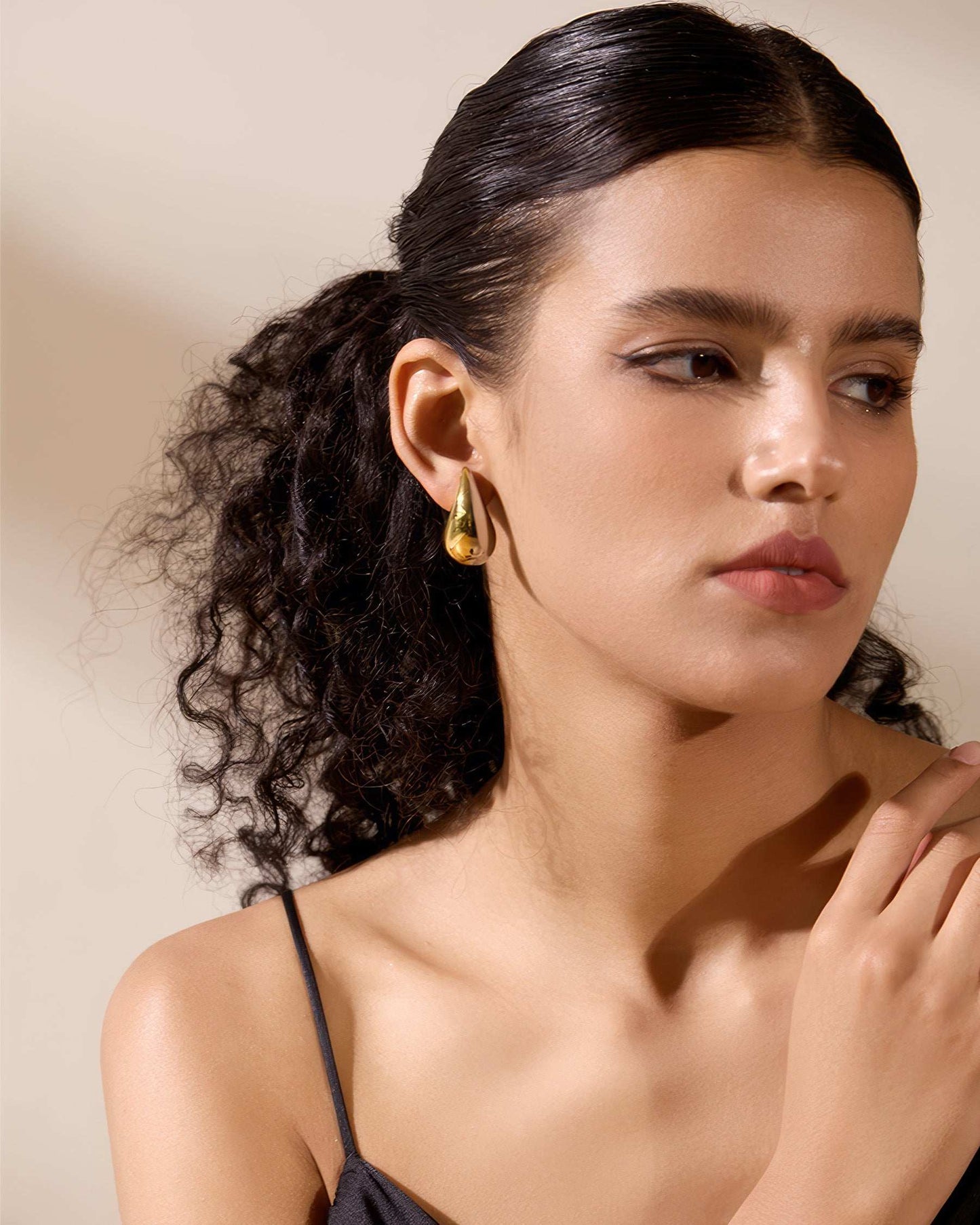 TEARDROP Statement Studs - Gold - Detail View - Ohh Glam