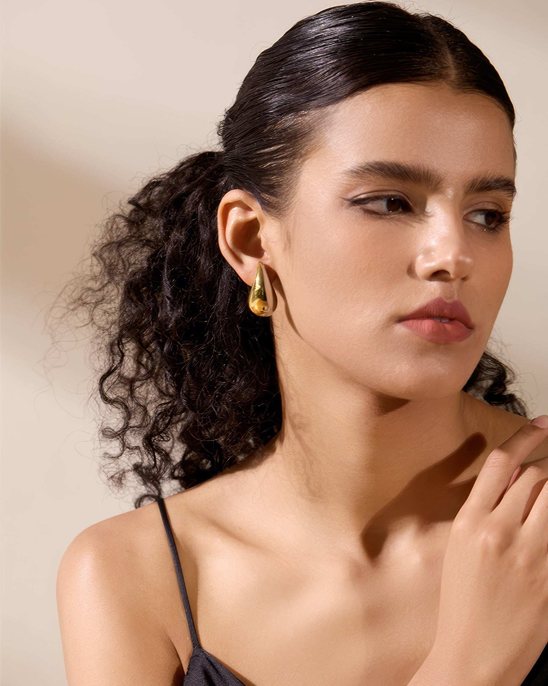 TEARDROP Statement Studs - Gold - Detail View - Ohh Glam