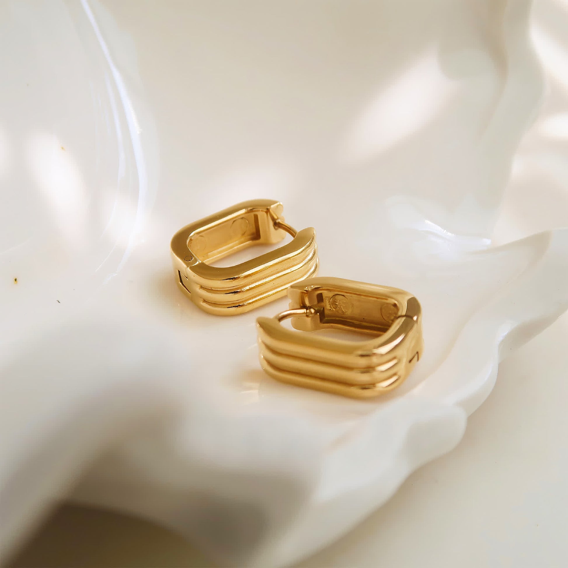 TRIO Huggie Hoops - Gold - Additional View - Ohh Glam