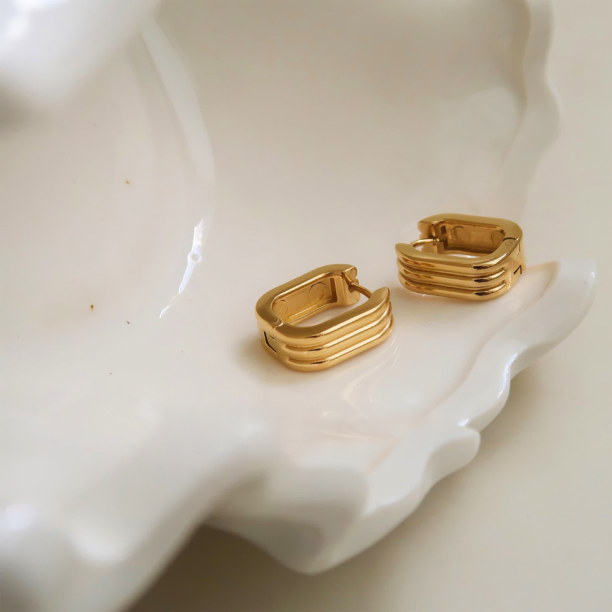 TRIO Huggie Hoops - Gold - Additional View - Ohh Glam