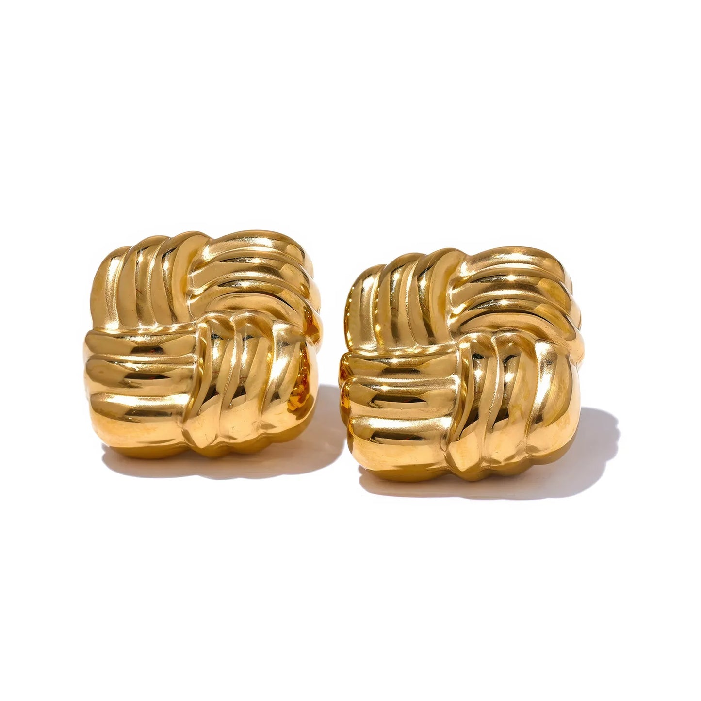 TWILIGHT KNOT Stud Earrings - Gold - Front View - Ohh Glam