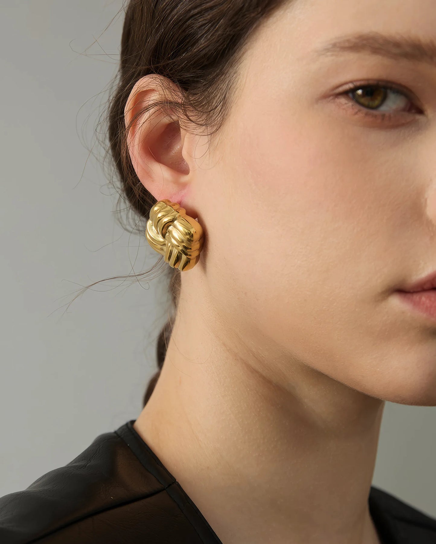 TWILIGHT KNOT Stud Earrings - Gold - Detail View - Ohh Glam