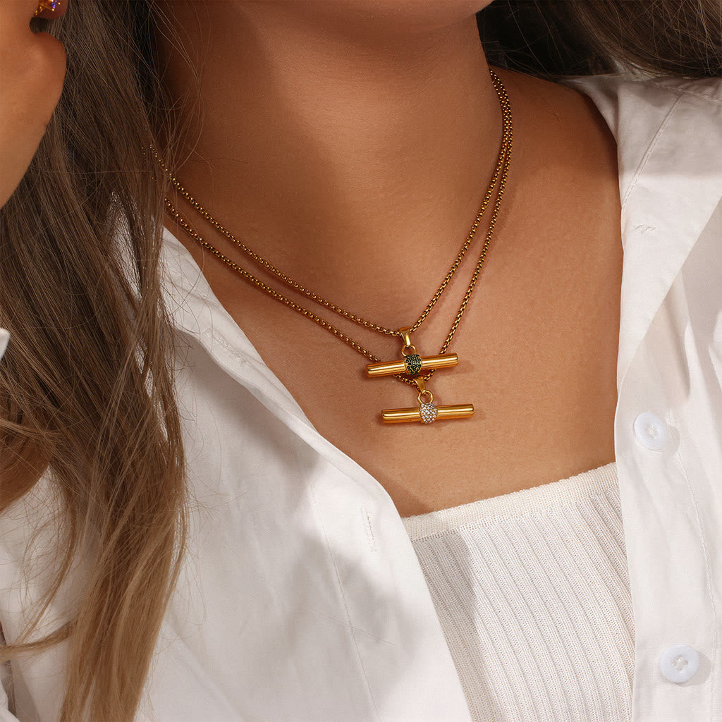 VERDANT Bar Crystal Necklace - Gold - Detail View - Ohh Glam