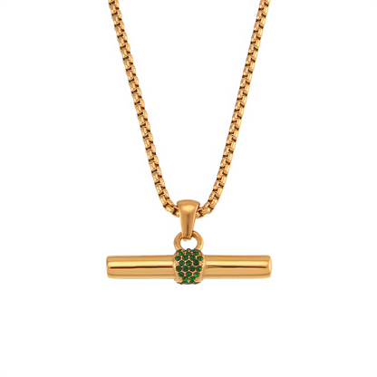 VERDANT Bar Crystal Necklace - Gold - Front View - Ohh Glam