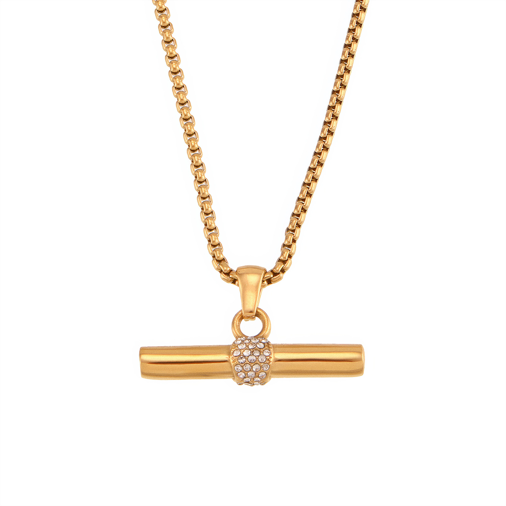 VERDANT Bar Crystal Necklace - Gold - Additional View - Ohh Glam