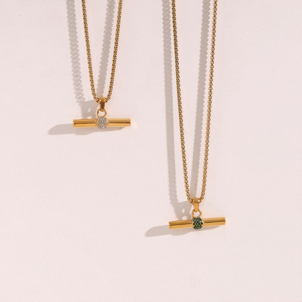 VERDANT Bar Crystal Necklace - Gold - Additional View - Ohh Glam