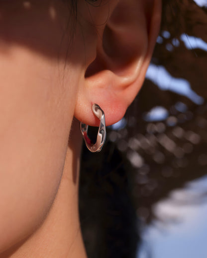 WAVE Huggie Hoop Earrings - Gold - Detail View - Ohh Glam