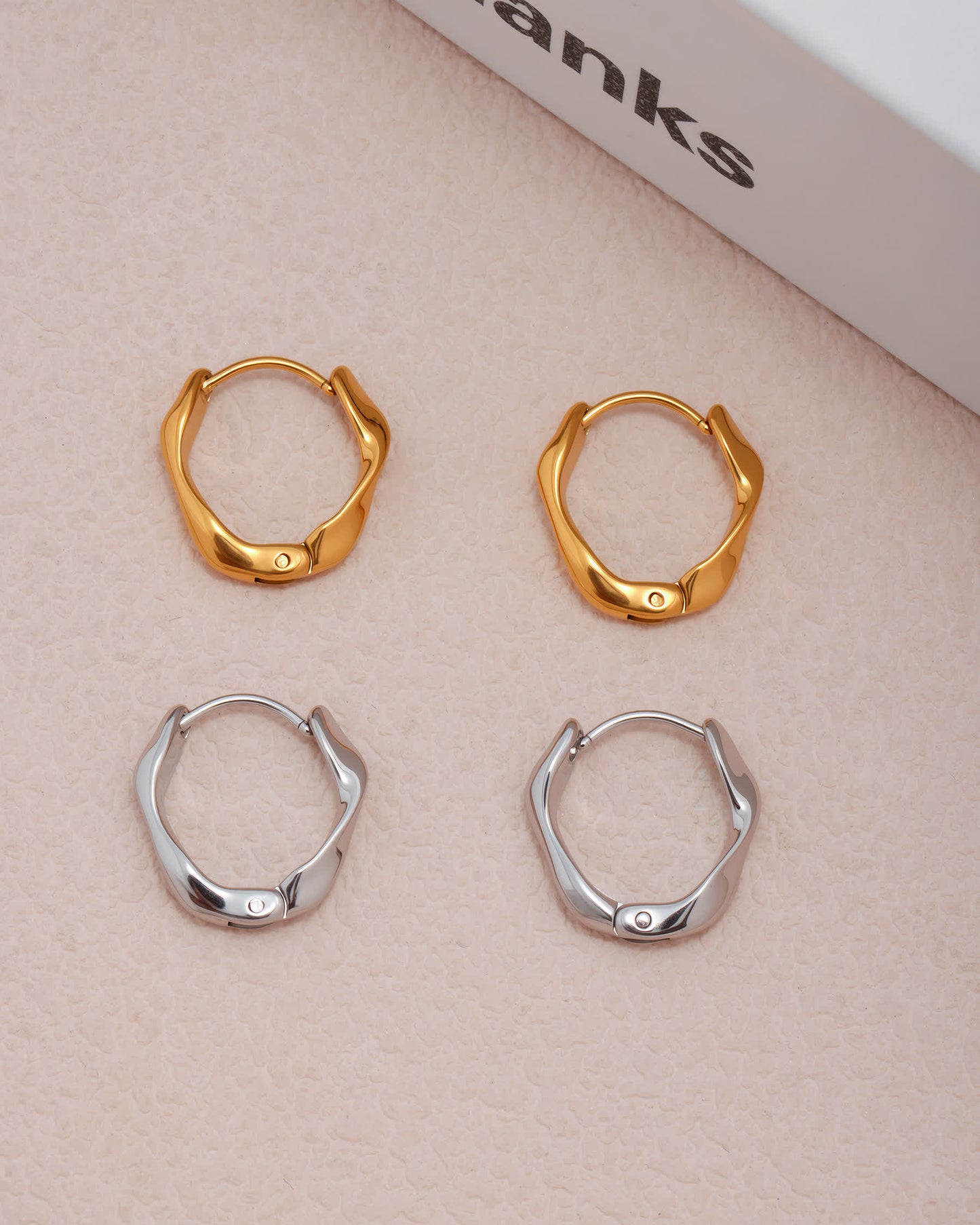 WAVE Huggie Hoop Earrings - Gold - Back View - Ohh Glam