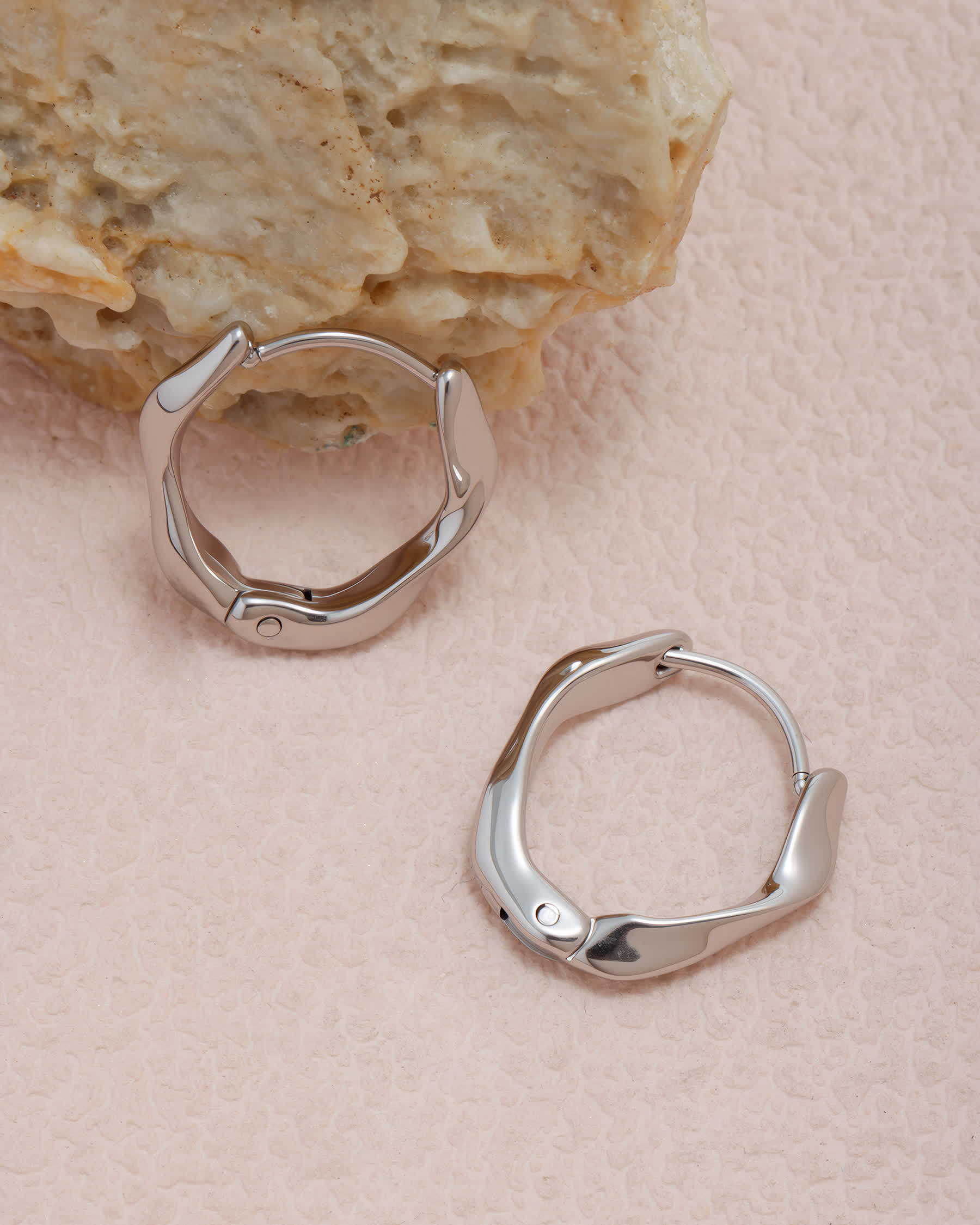 WAVE Huggie Hoop Earrings - Gold - Additional View - Ohh Glam