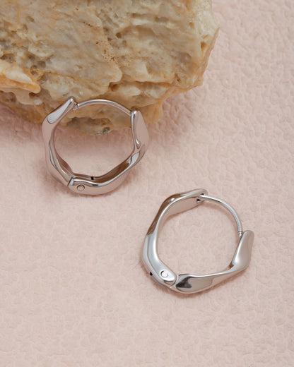 WAVE Huggie Hoop Earrings - Gold - Additional View - Ohh Glam