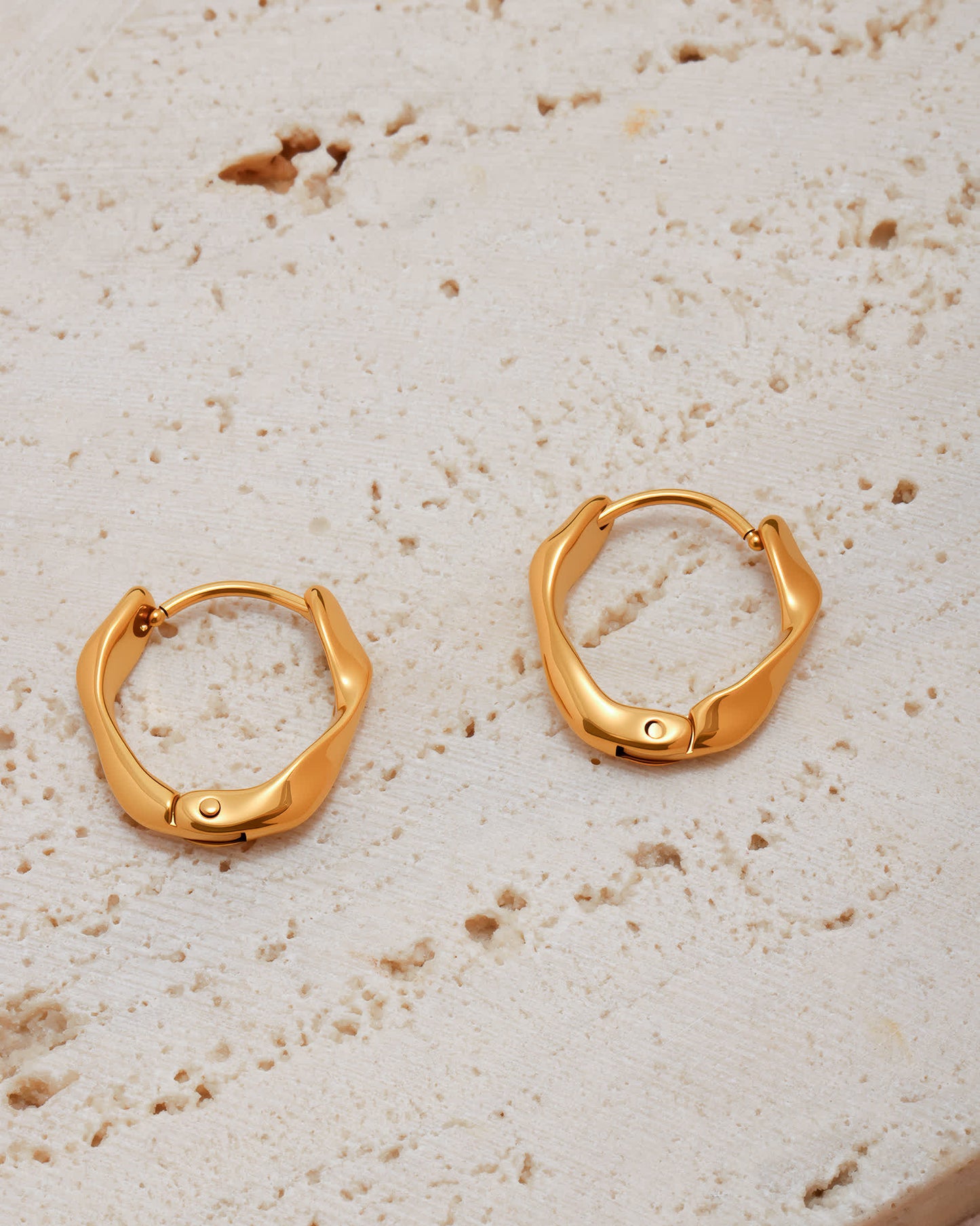 WAVE Huggie Hoop Earrings - Gold - Additional View - Ohh Glam