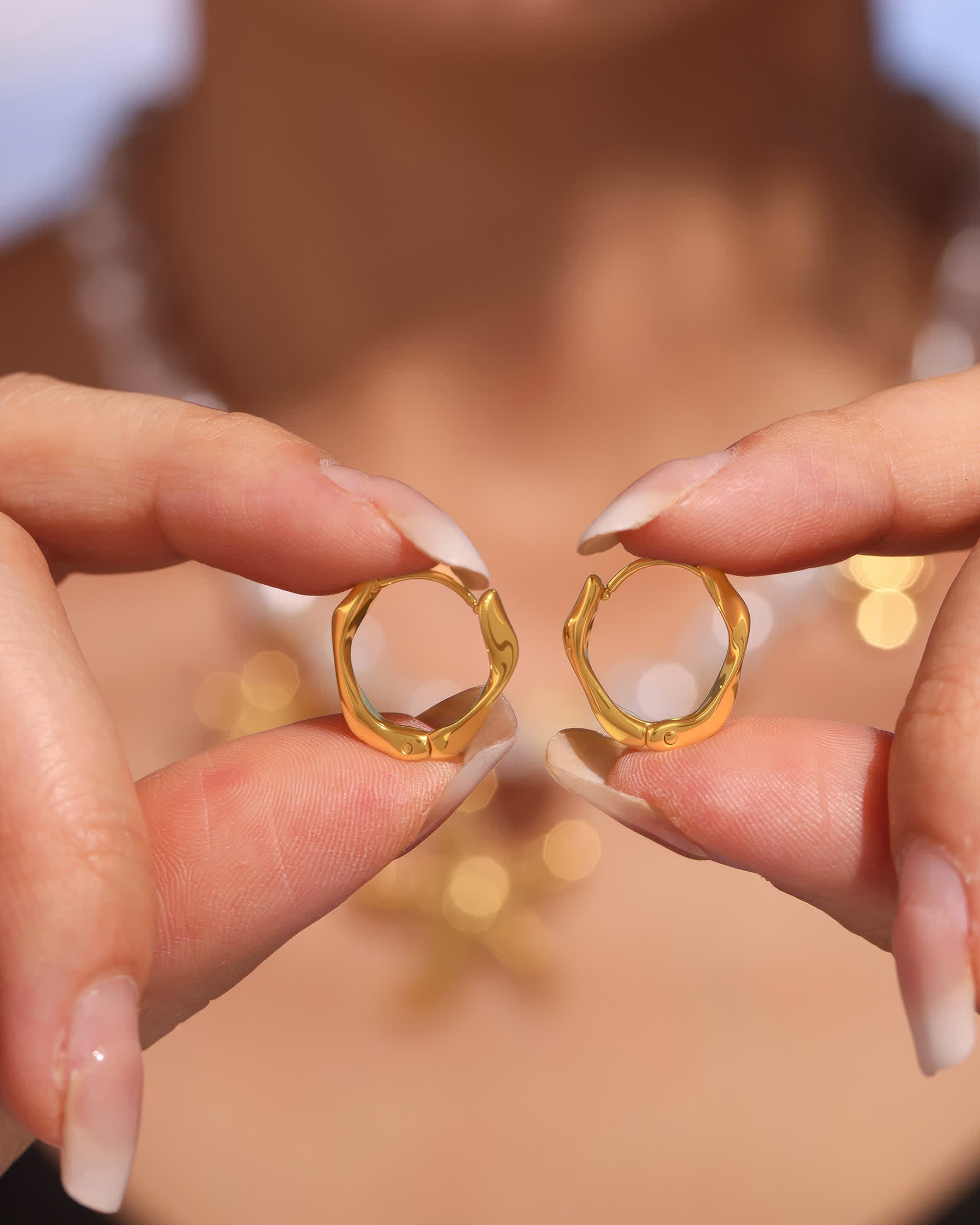 WAVE Huggie Hoop Earrings - Gold - Additional View - Ohh Glam