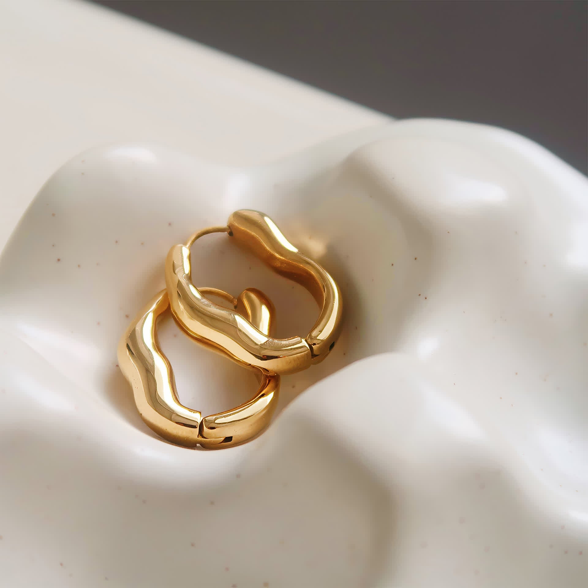 WAVE Huggie Hoops - Gold - Additional View - Ohh Glam