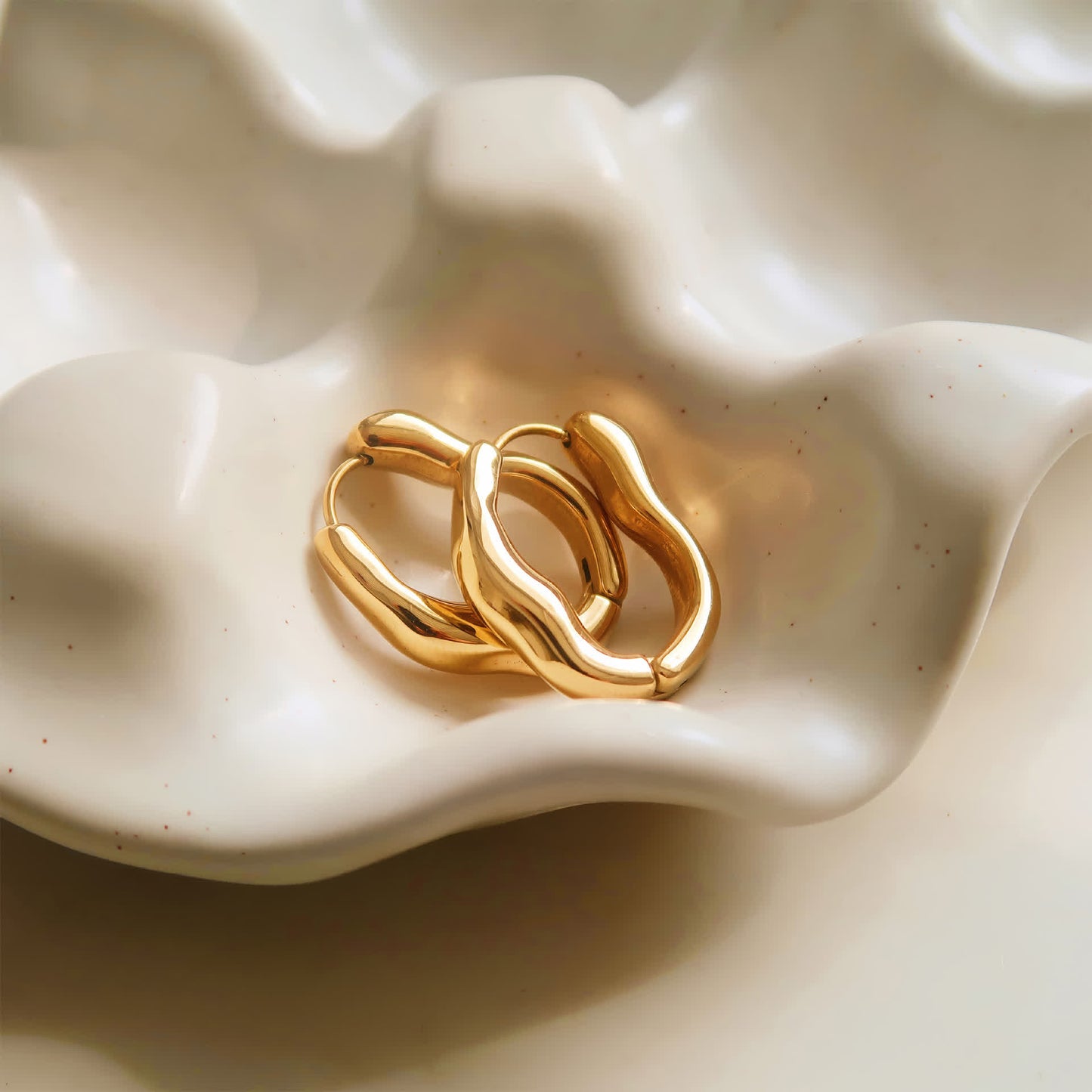 WAVE Huggie Hoops - Gold - Detail View - Ohh Glam