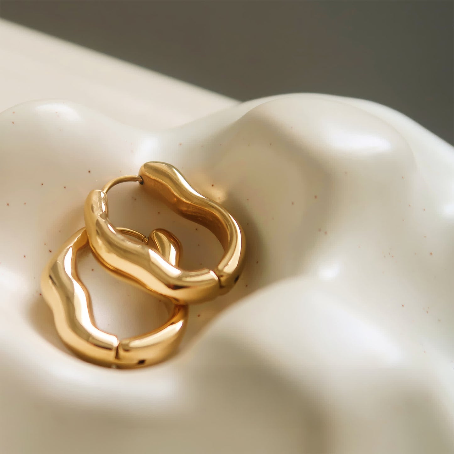 WAVE Huggie Hoops - Gold - Back View - Ohh Glam