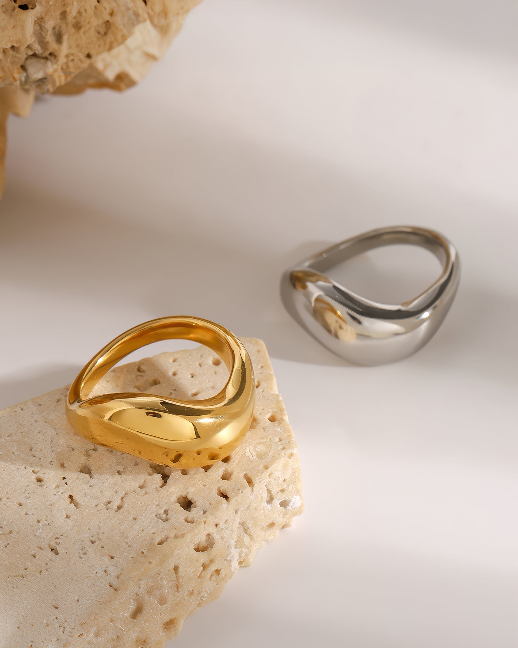 WAVE Sculptural Ring - Gold - Back View - Ohh Glam