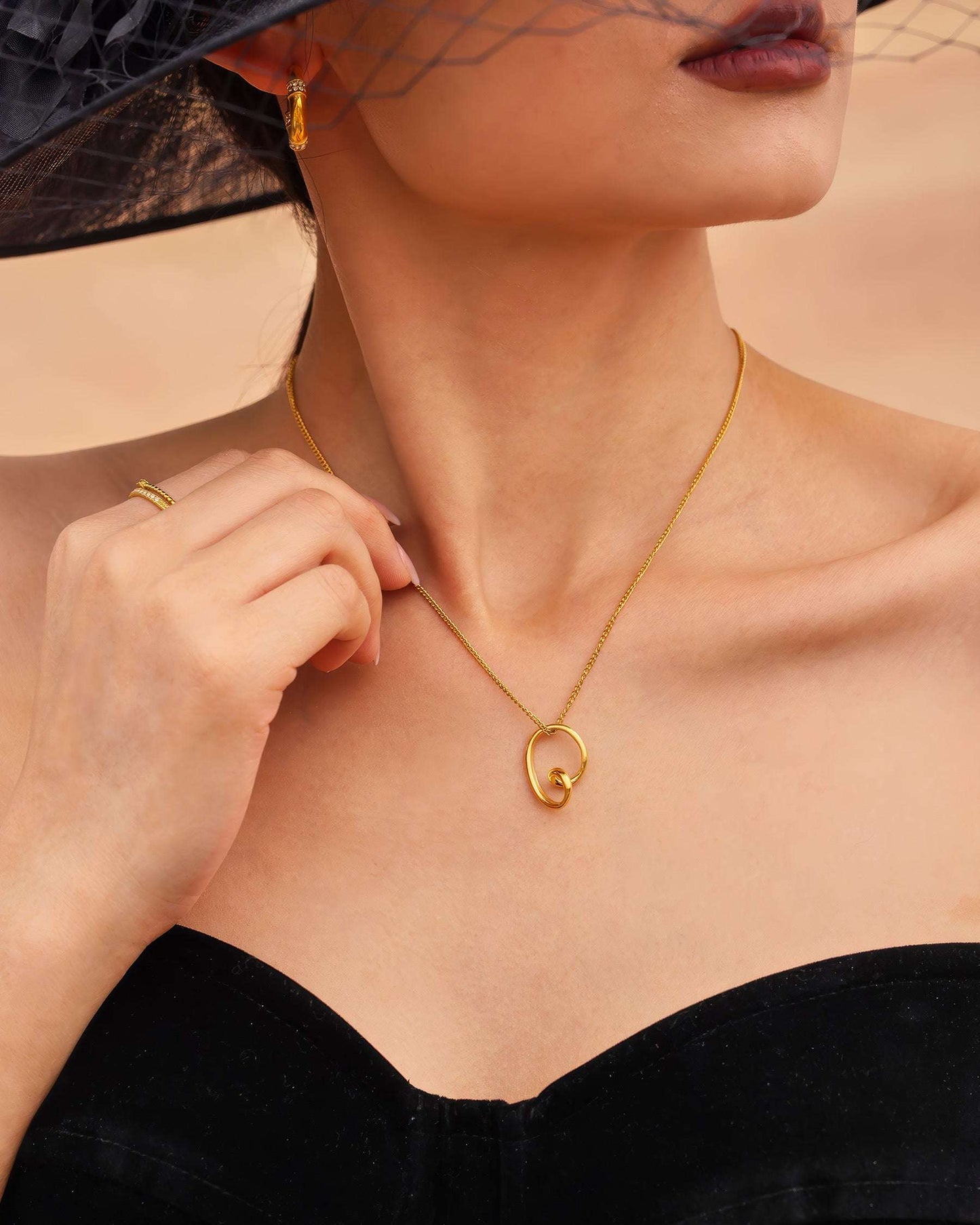 WHISPER Heart Necklace - Gold - Detail View - Ohh Glam