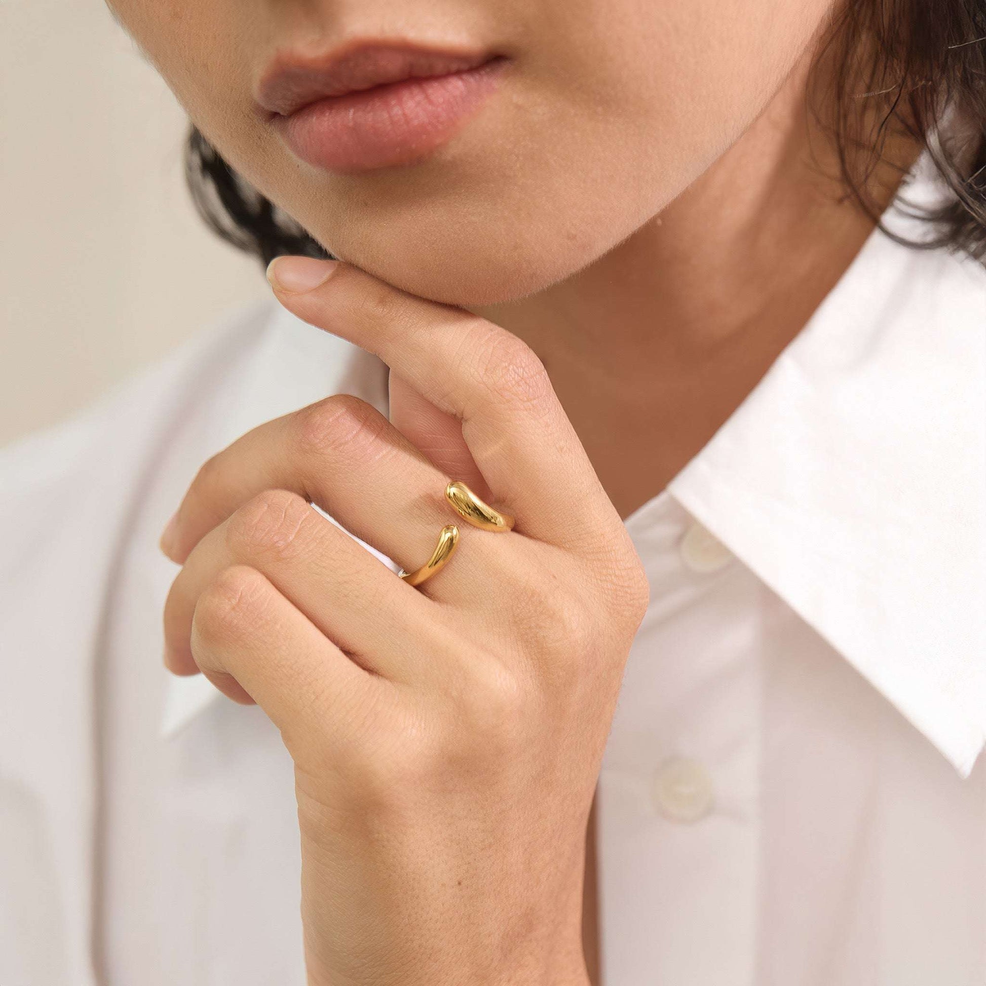 Wave Open Ring - Gold - Additional View - Ohh Glam