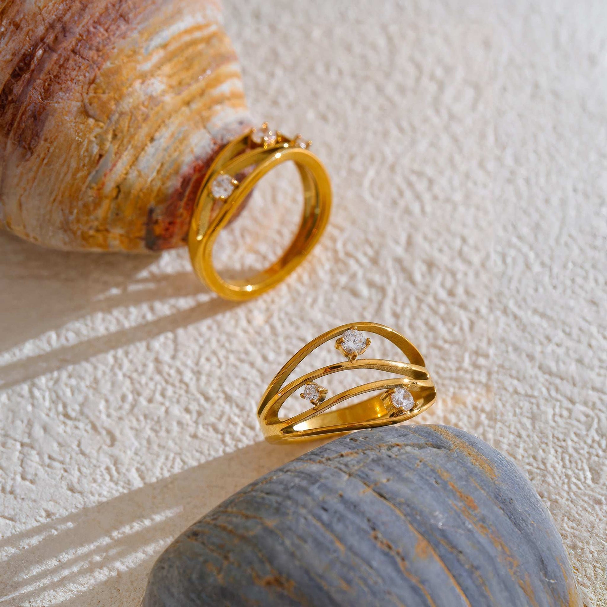 Woven Crystal Ring - Gold - Detail View - Ohh Glam