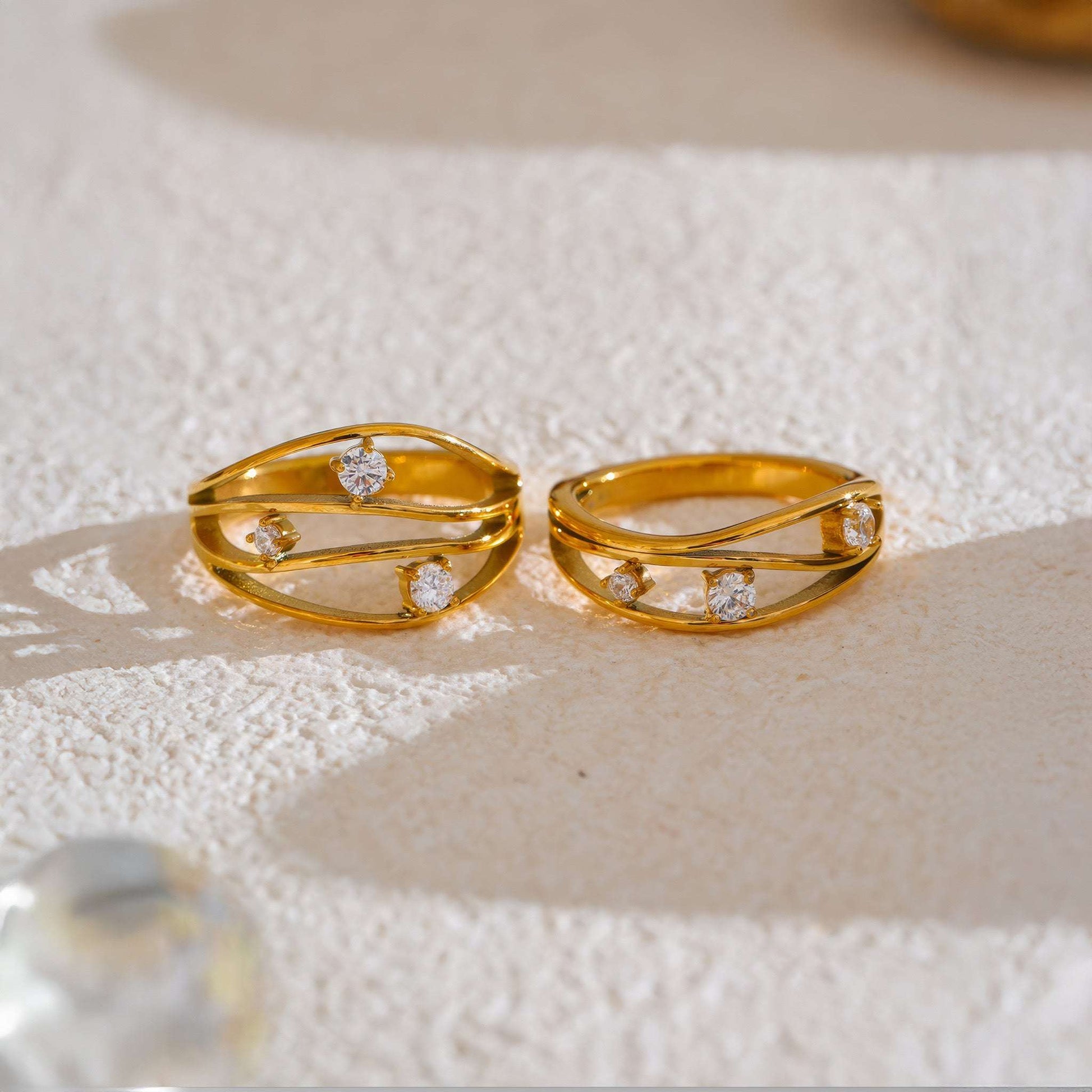 Woven Crystal Ring - Gold - Back View - Ohh Glam