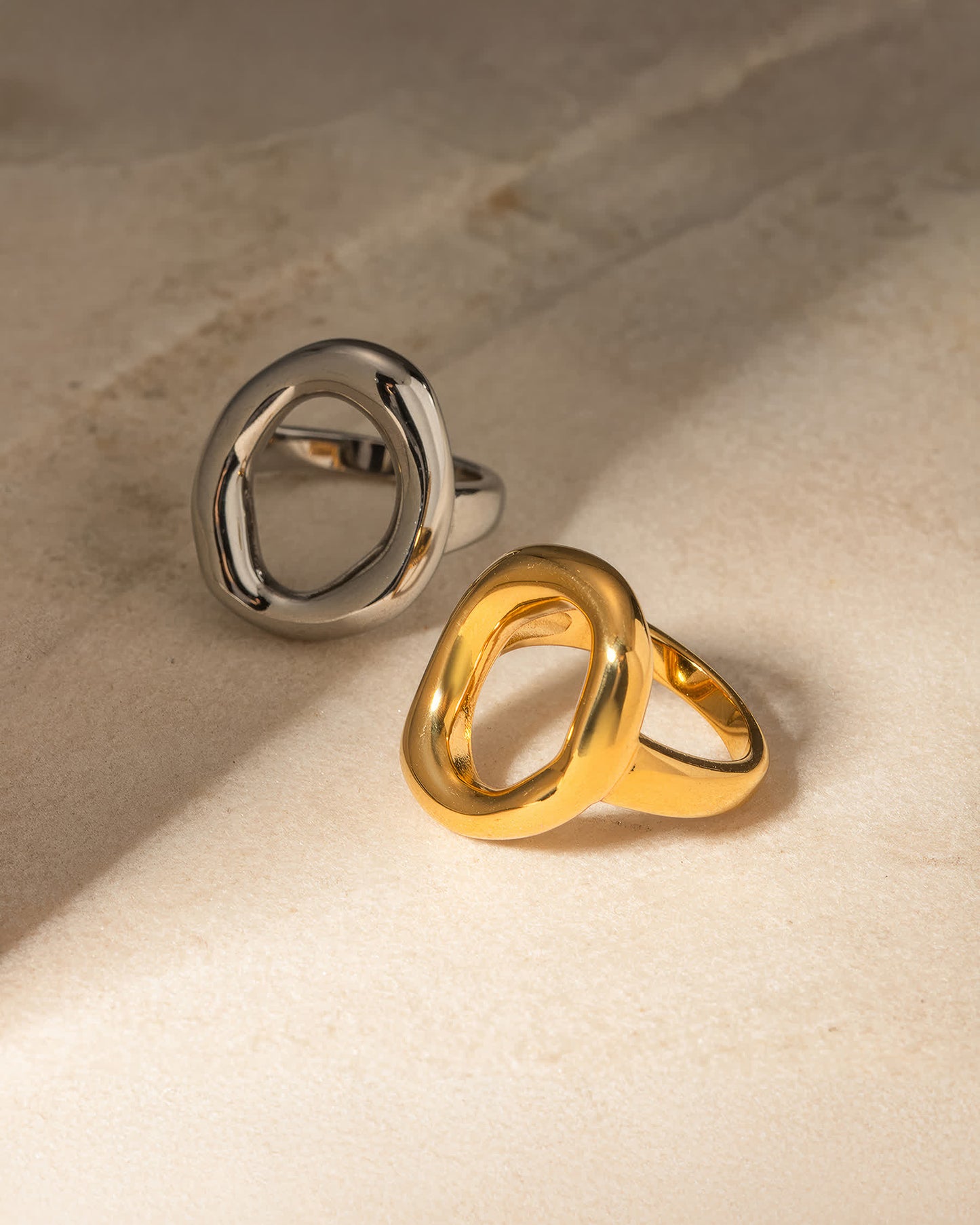 ZENITH Geometric Statement Ring - Gold - Back View - Ohh Glam
