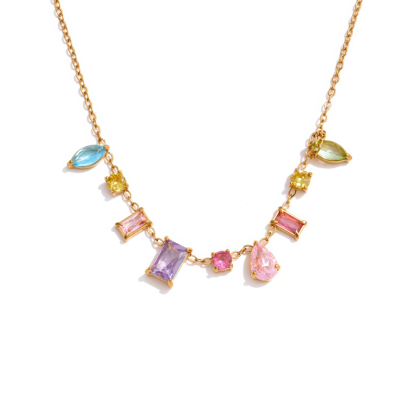 Zenya Prism Necklace - 18K - Front View - Ohh Glam
